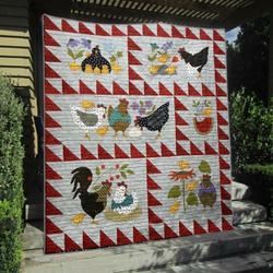 Chickens In Garden Pk240513 Quilt Blanket and Home Decor