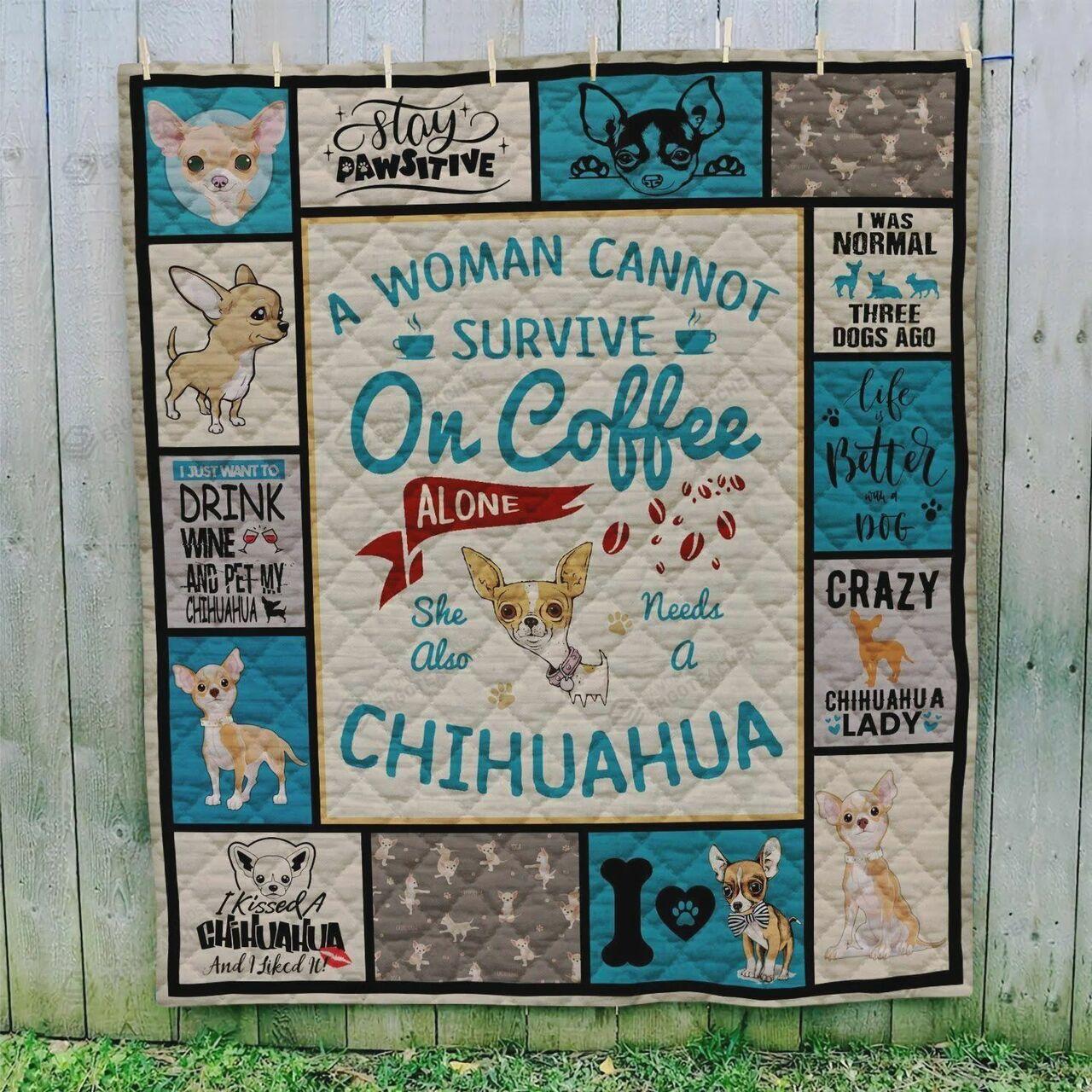 Chihuahua Life Is Better With A Chihuahua Quilt Blanket Great Customized Blanket Gifts For Birthday Christmas Thanksgiving and Home Decor