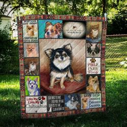 Chihuahua Longcoat Enjoy Cl10100093Mdq Quilt Blanket and Home Decor