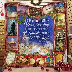 Christmas Born This Day In The City Of David Quilt Blanket Great Customized Gifts For Birthday Christmas Thanksgiving Perfect Gifts For Jesus Lover and Home Decor