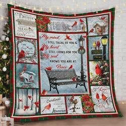 Christmas Cardinal My Heart Still Looks For You But My Soul Knows You Are At Peace Quilt Blanket Great Customized Blanket Gifts For Birthday Christmas Thanksgiving and Home Decor
