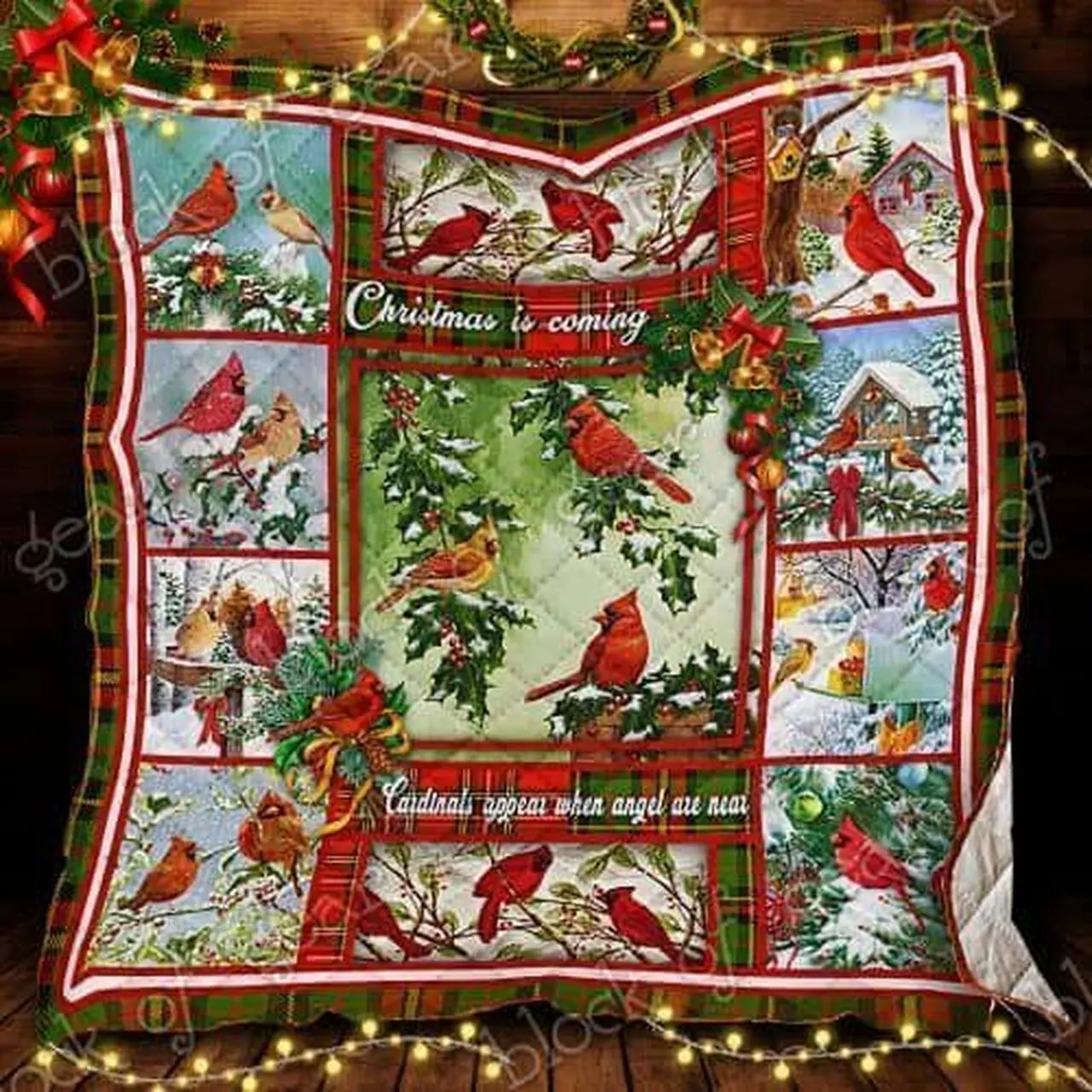 Christmas Cardinals Bird Cl14100124Mdq Quilt Blanket and Home Decor