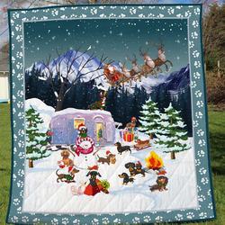 Christmas Dachshund Cla0312541Q Quilt Blanket and Home Decor