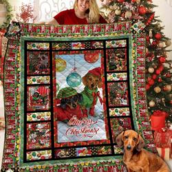 Christmas Dachshund Quilt Xrl and Home Decor