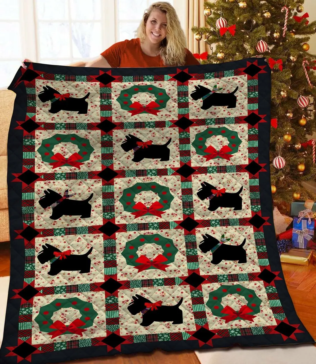 Christmas Dog Jfj Quilt Ylb and Home Decor