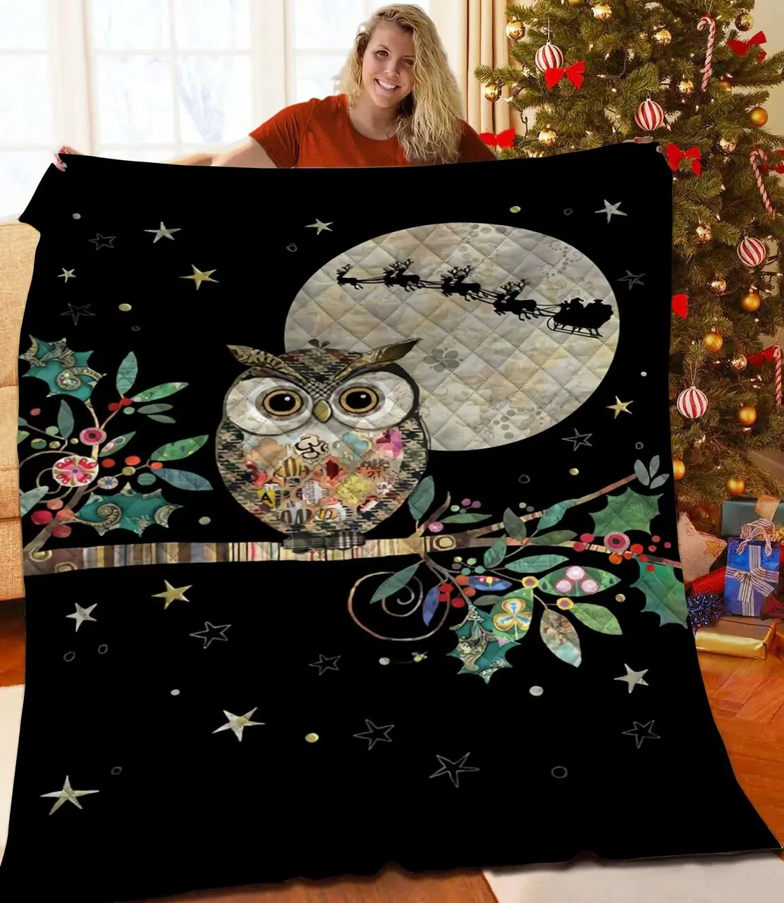 Christmas Owl Jfj Quilt Ykc and Home Decor