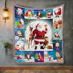 Christmas Santa Claus Is Coming To Town Quilt Blanket Great Customized Blanket Gifts For Birthday Christmas Thanksgiving and Home Decor