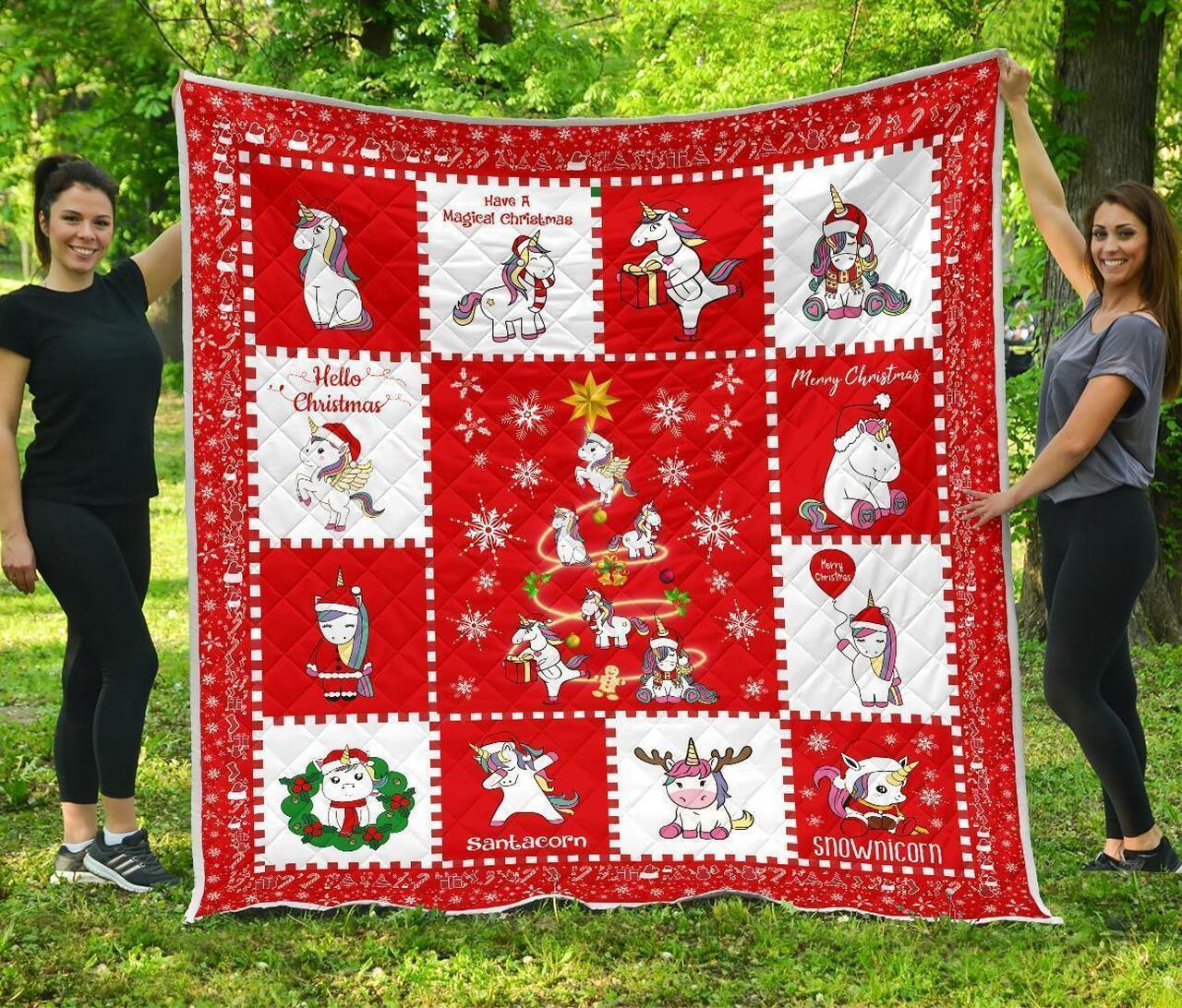 Christmas Unicorn Xmas Gift For Unicorn Lover Quilt and Home Decor