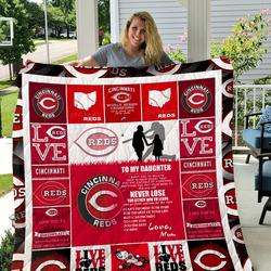 Cincinnati Reds  To My Daughter  Love Mom Quilt and Home Decor
