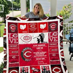 Cincinnati Reds  To My Grandson  Love Grandmom Quilt and Home Decor