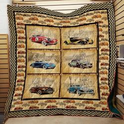Classic Car Collection Quilt Blanket Great Customized Blanket Gifts For Birthday Christmas Thanksgiving and Home Decor