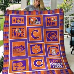 Clemson Tigers Blanket Th1607 Quilt and Home Decor