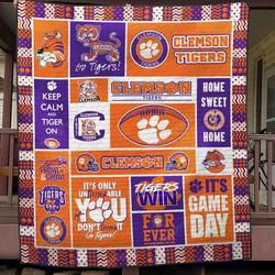 Clemson Tigers Ver1 Quilt Blanket and Home Decor
