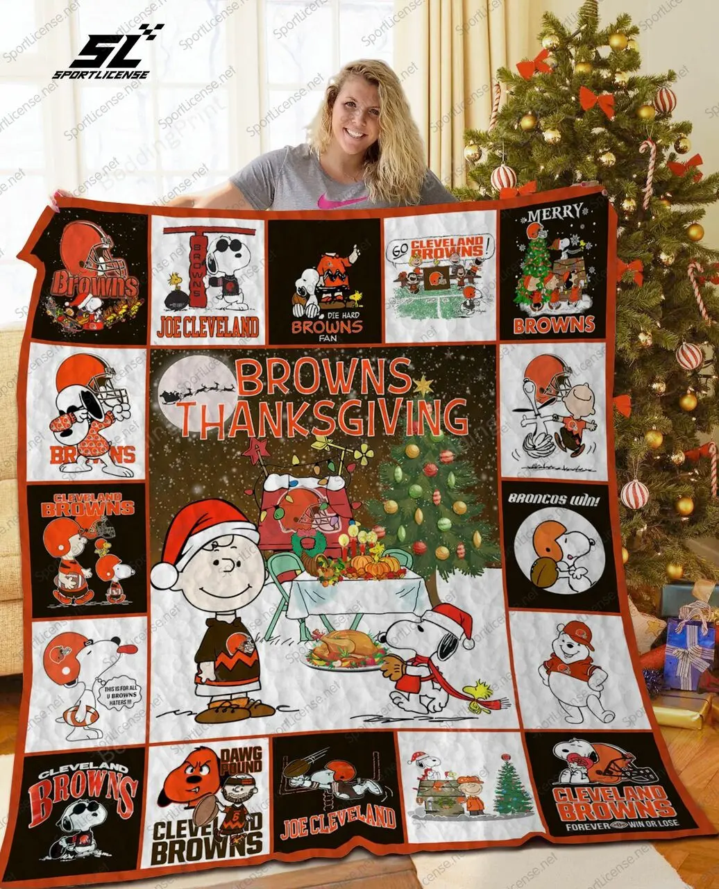 Cleveland Browns Snoopy Quilt Blanket and Home Decor
