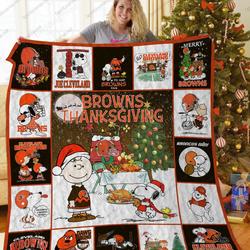 Cleveland Browns Snoopy Quilt Blanket and Home Decor