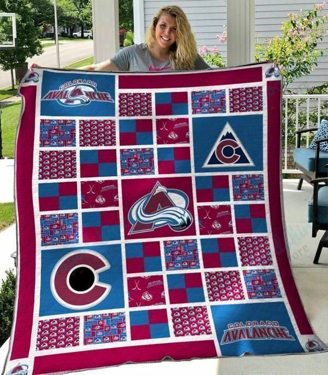 Colorado Avalanche Quilt Blanket 01 and Home Decor
