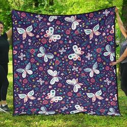 Colorful Butterfly Flower Patterneps DHCDHC DT1910 Quilt Blanket and Home Decor