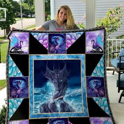 Colorful Dragon Quilt Blanket and Home Decor