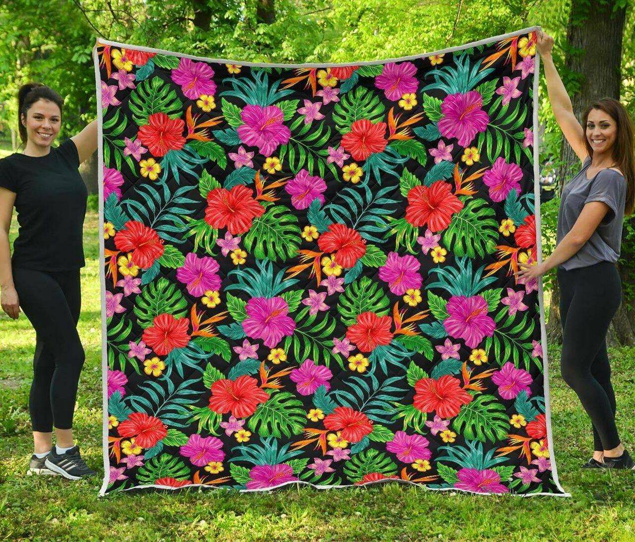 Colorful Hibiscus Flowers Cl17100196Mdq Quilt Blanket and Home Decor