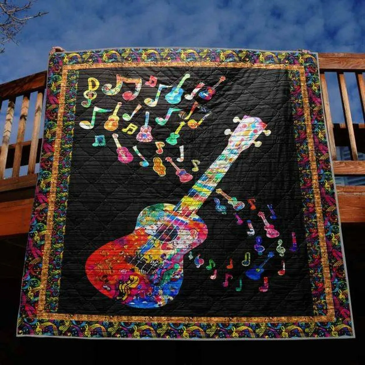 Colorful Melody Guitar Quilt Blanket Ylh5 Quilt and Home Decor