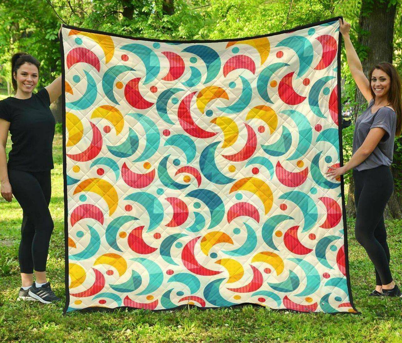 Colorful Moon Pattern DHCDHC DT1910 Quilt Blanket and Home Decor