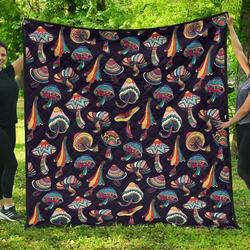 Colorful Mushroom Pattern DHCDHC DT1910 Quilt Blanket and Home Decor