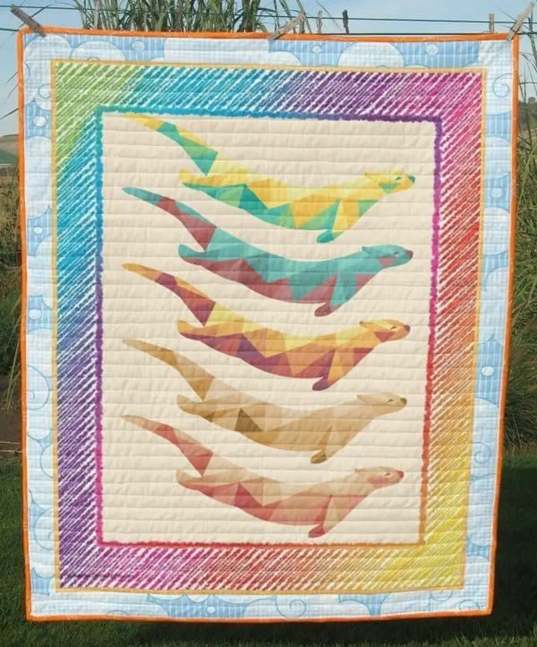 Colorful Otter Symbol Quilt Yy71091 Fuct1209 and Home Decor