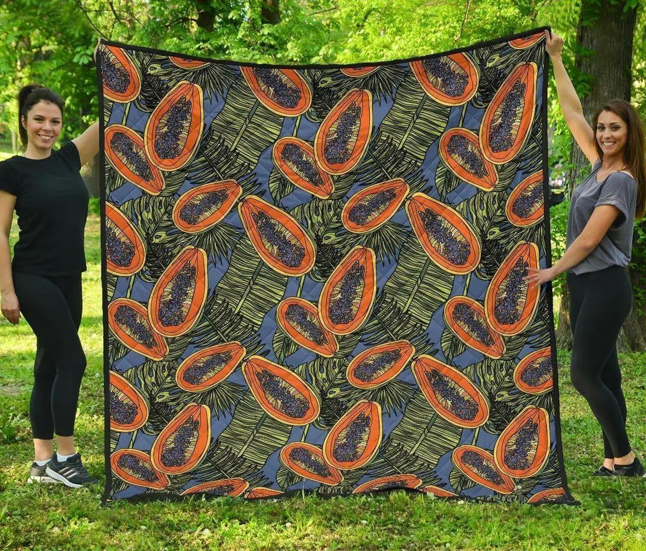 Colorful Papaya Tropical Leaves DHCDHC DT1910 Quilt Blanket and Home Decor