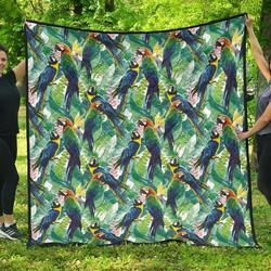Colorful Parrot Exotic Flower Leaves DHCDHC DT1910 Quilt Blanket and Home Decor