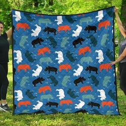 Colorful Rhino Pattern DHCDHC DT1910 Quilt Blanket and Home Decor