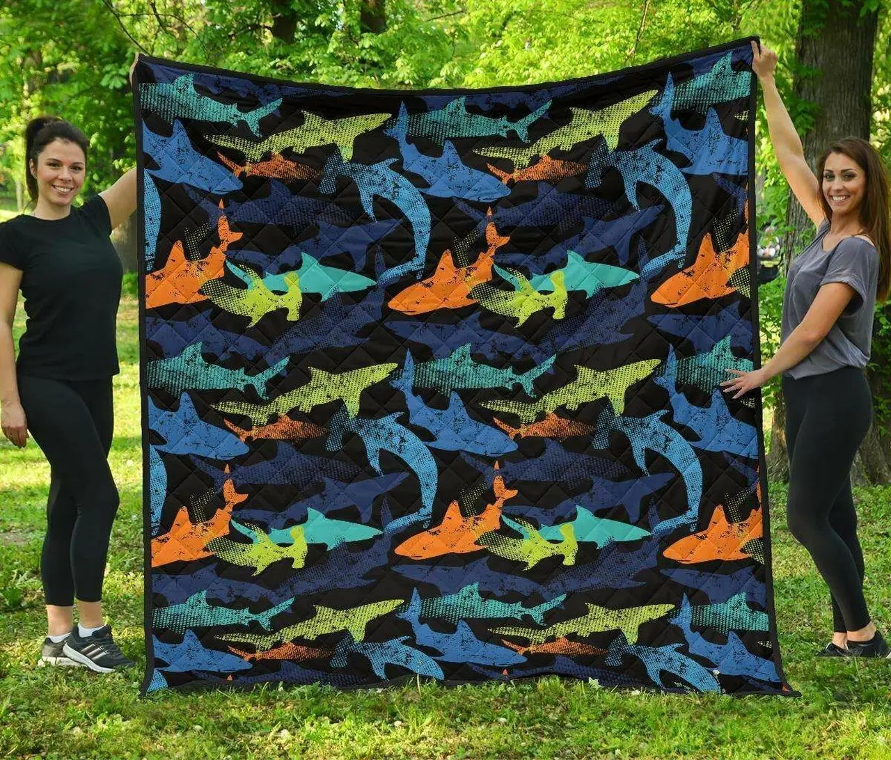 Colorful Shark DHCDHC DT1910 Quilt Blanket and Home Decor