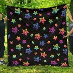Colorful Star Pattern DHCDHC DT1910 Quilt Blanket and Home Decor