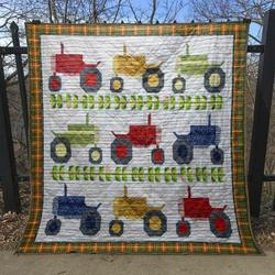 Colorful Tractor Quilt Blanket Tr12  Quilt and Home Decor