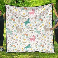 Colorful Unicorn Pattern DHCDHC DT1910 Quilt Blanket and Home Decor