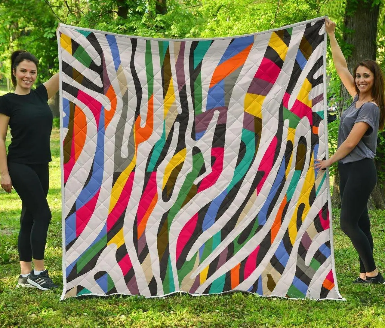Colorful Zebra Cl17100211Mdq Quilt Blanket and Home Decor