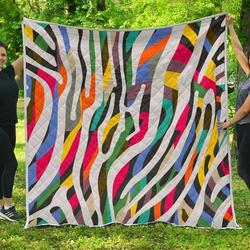 Colorful Zebra Cl17100211Mdq Quilt Blanket and Home Decor