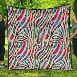 Colorful Zebra Skin Pattern DHCDHC DT1910 Quilt Blanket and Home Decor