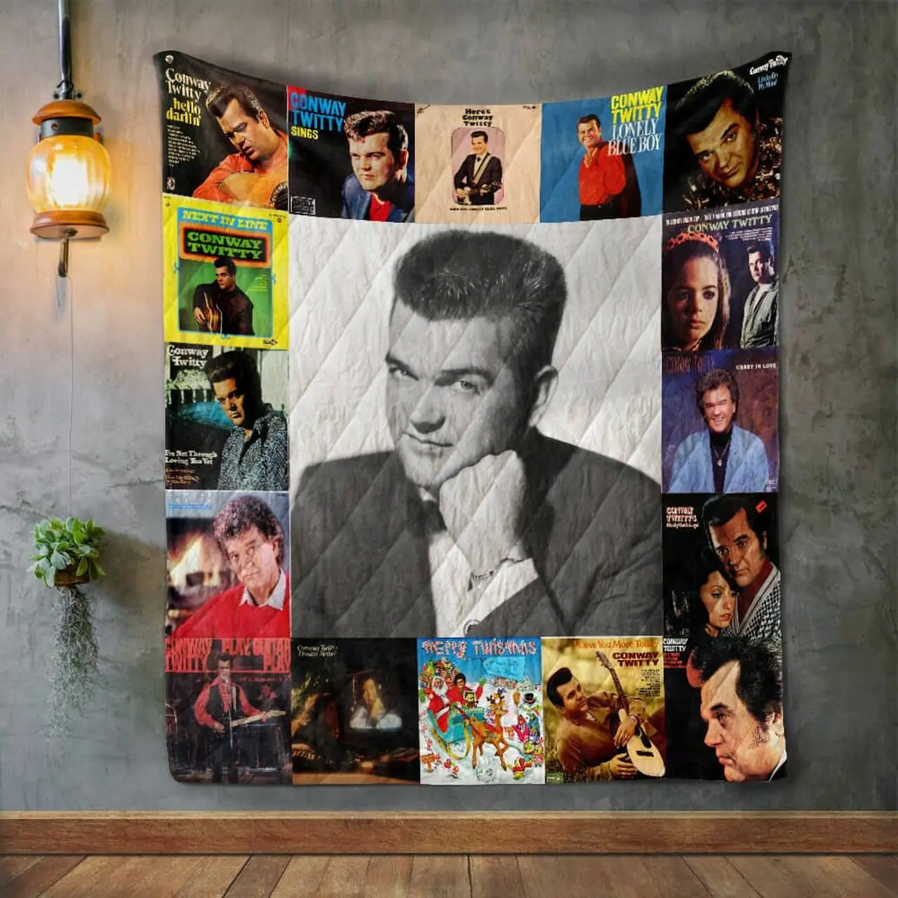 Conway Twitty Style Three Album Covers Quilt Blanket and Home Decor