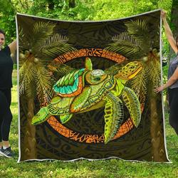 Cook Islands Polynesian Turtle Palm Tree Quilt and Home Decor