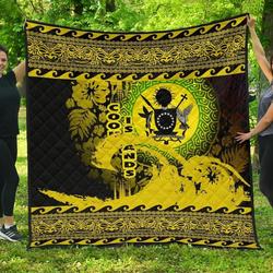 Cook Islands Wave Yellow Design Jfj Quilt Vob and Home Decor