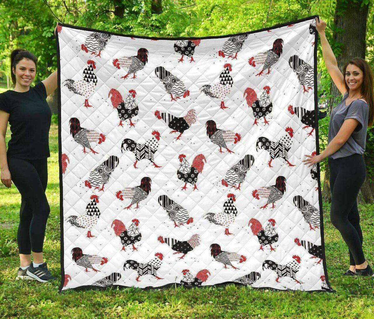 Cool Rooster Chicken Cock Floral Ornament Background DHCDHC DT1910 Quilt Blanket and Home Decor