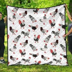 Cool Rooster Chicken Cock Floral Ornament Background DHCDHC DT1910 Quilt Blanket and Home Decor
