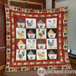 Cooped Up Chickens Quilt Blanket Yhn2  Quilt and Home Decor