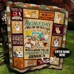 Corgi Sewing Personalized Quilt Blanket Bbb090613Ht and Home Decor