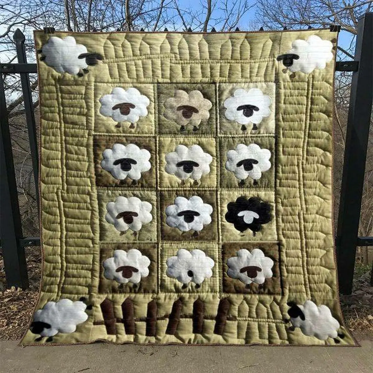 Counting Sheep Quilt Blanket No96 Quilt and Home Decor