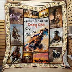 Country Girls Horse Quilt Blanket ABC07113375 and Home Decor