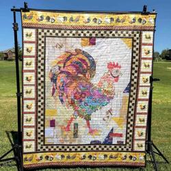 Country Rooster Clt150615 Quilt Blanket and Home Decor