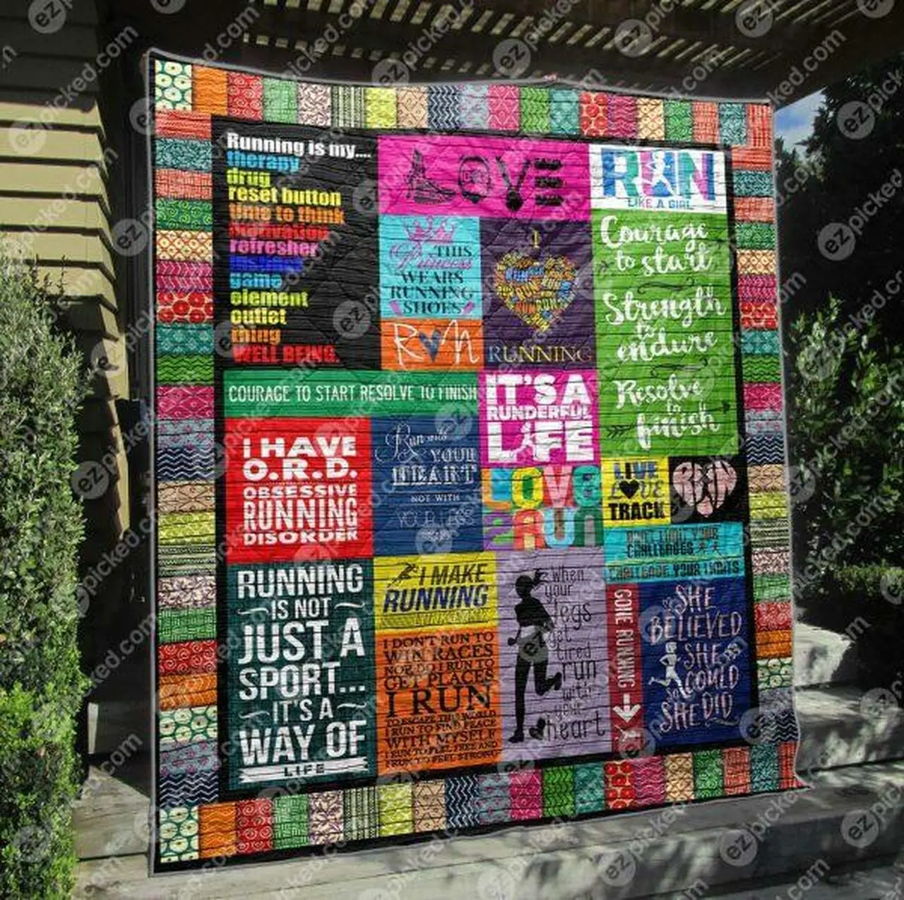 Courage To Start Resolve To Finish Quilt Blanket No96 Quilt and Home Decor