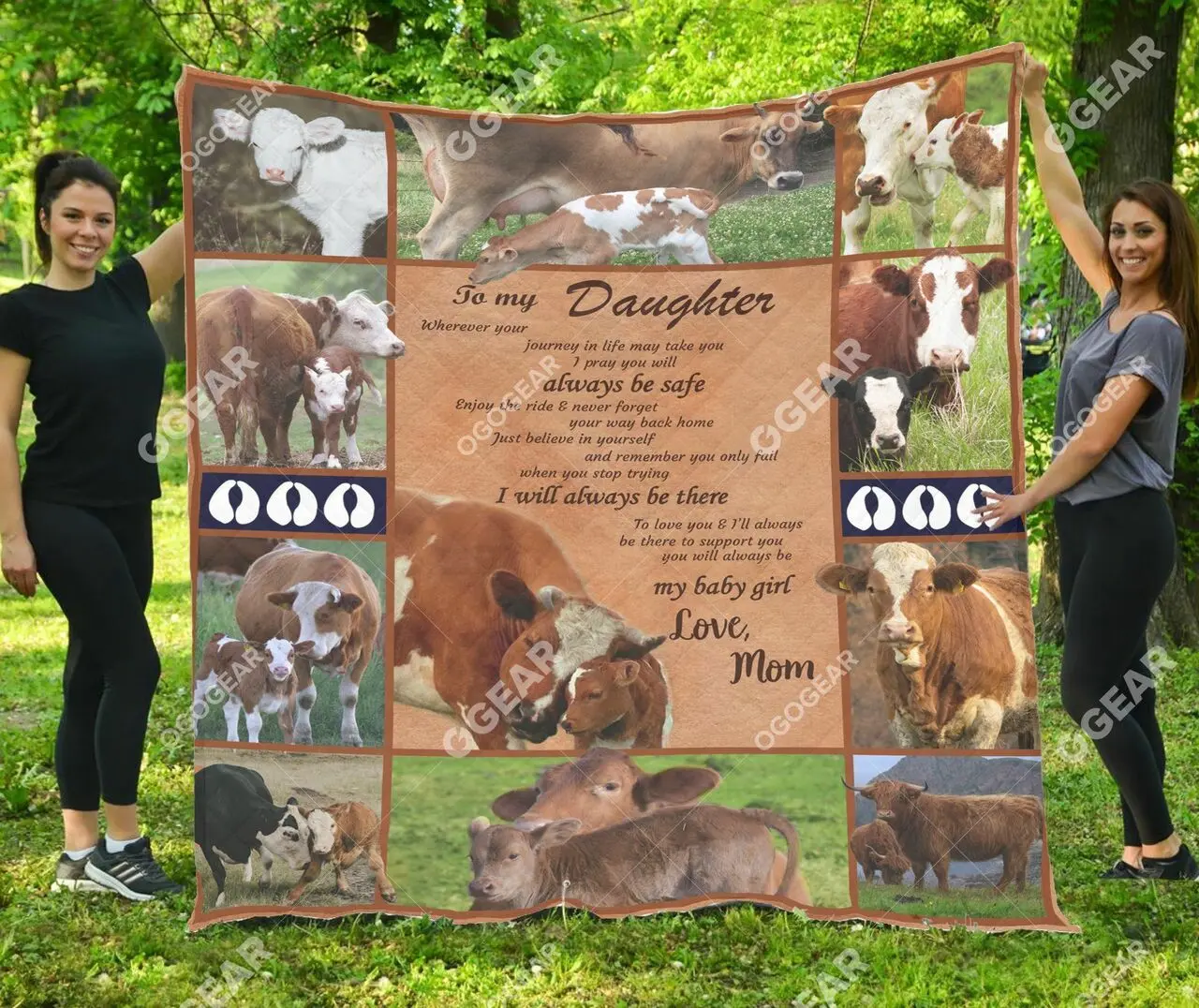 Cow And Calf To My Daughter C Awesome MYT200 3D Customized Quilt and Home Decor