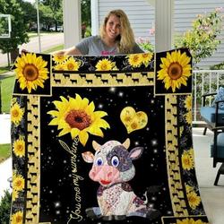 Cow And Sunflower Cl14100169Mdq Quilt Blanket and Home Decor
